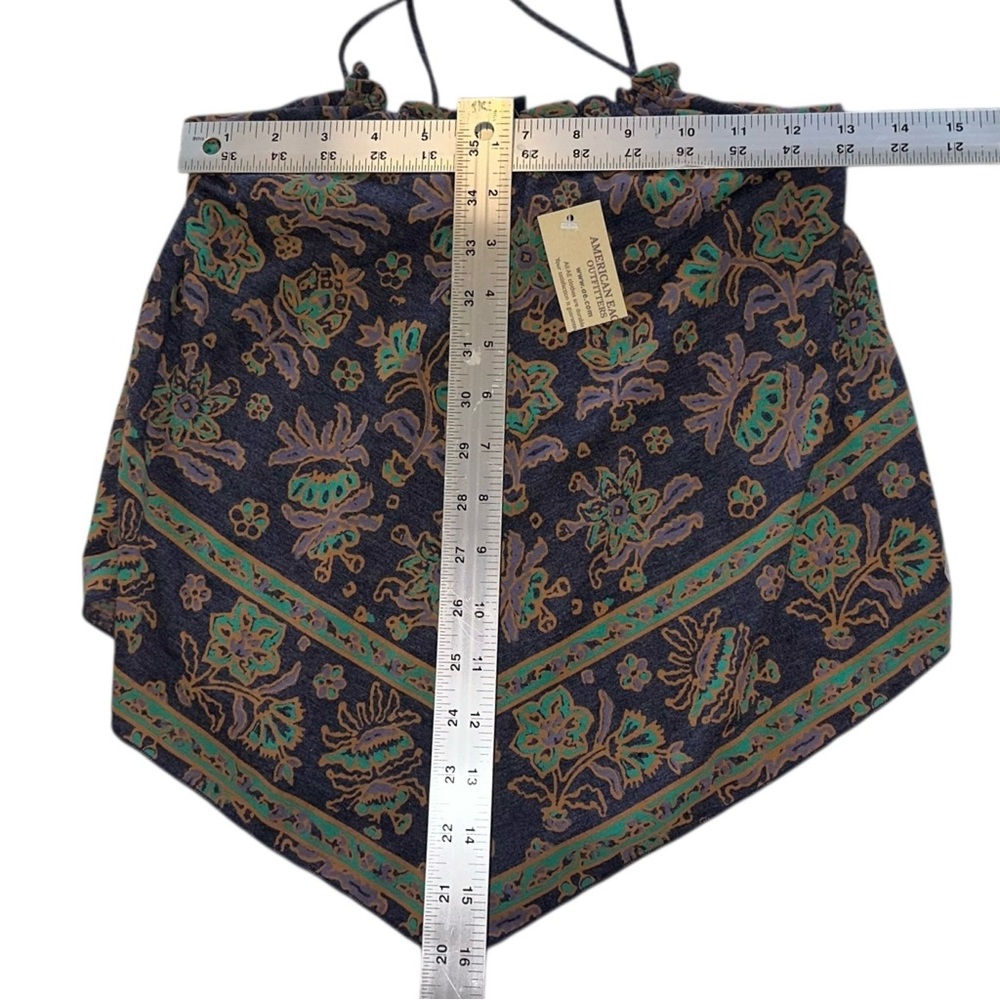 NWT AEO Halter Tank Women’s Handkerchief Cross-Back Navy Blue Floral Top Sz XS - Picture 7 of 8